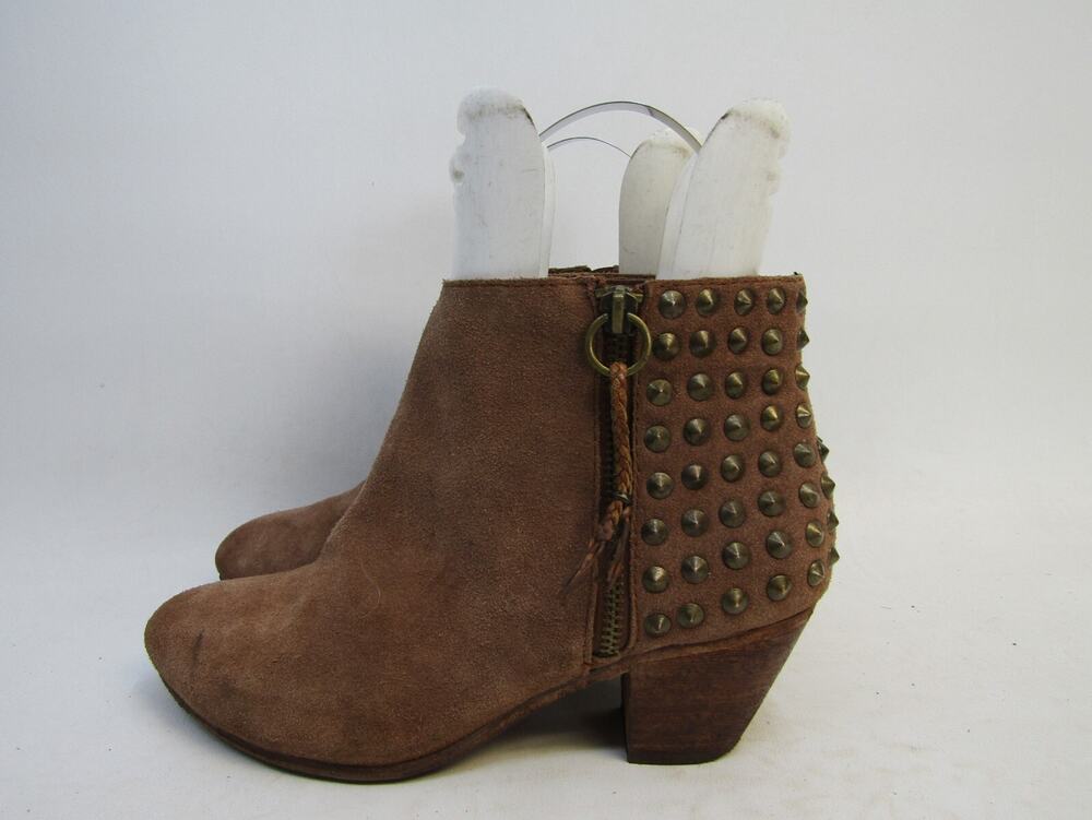 ASH Womens Size 39 EUR Brown Suede Studded Zip Ankle Fashion Boots